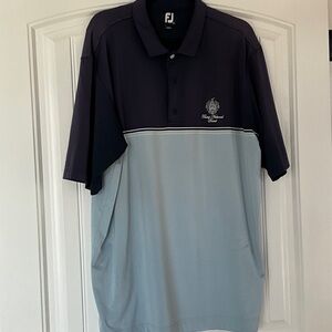 TRUMP NATIONAL Men's Two-Tone Polo golf Shirt - Navy and Light Blue